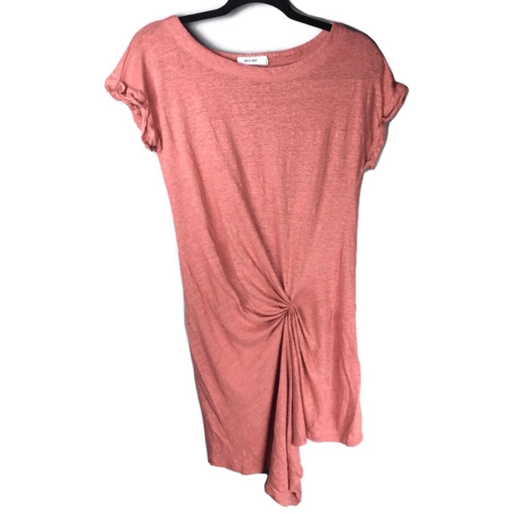 Mod Ref 100% Linen Gathered Drape Rolled Cuff Dre… - image 1